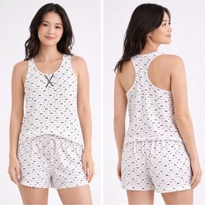 Calvin Klein White Printed Racerback Sleep Tank and Shorts Set